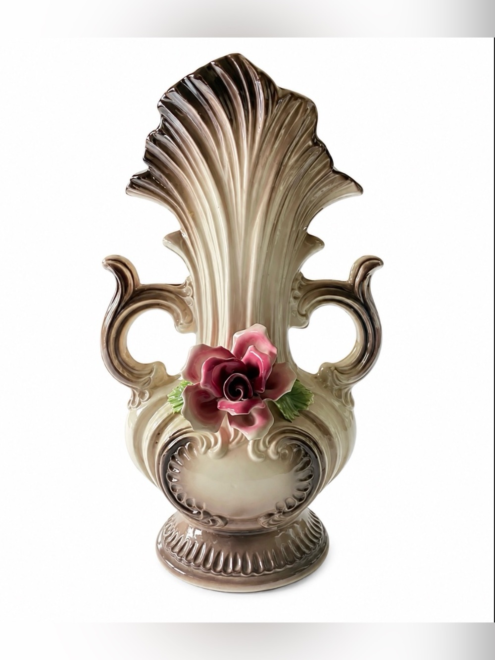 Capodimonte Large Two Handled Italian Porcelain Vase Urn Beautiful Vintage